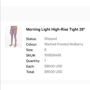 MORNING LIGHT HI RISE TIGHT | lulu lemon leggings